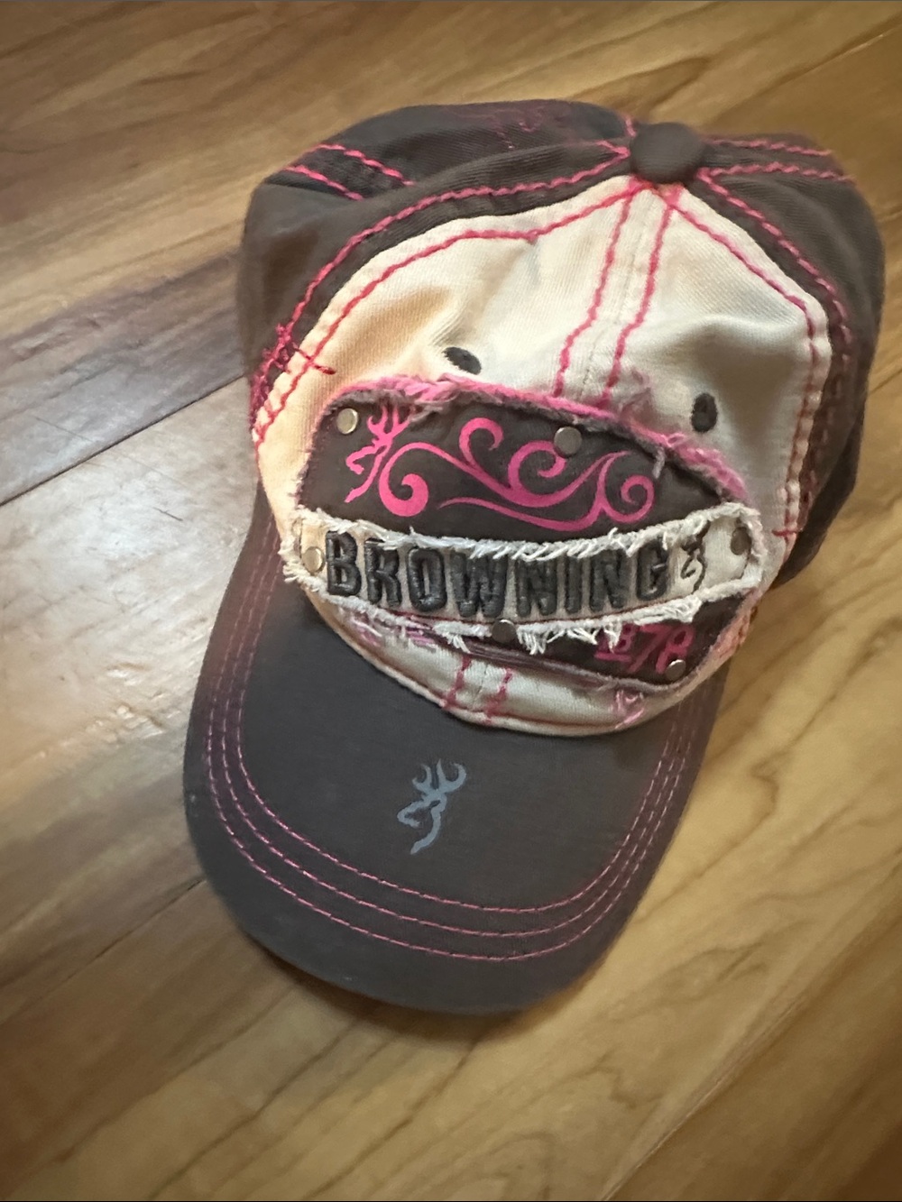 Browning Brown and Pink Embroidered Patch Cap